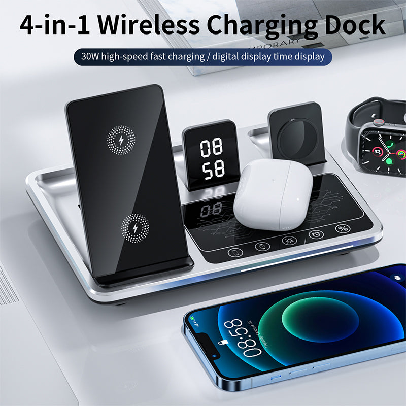 Maximize Efficiency: 4-In-1 30W Fast Wireless Charging Dock